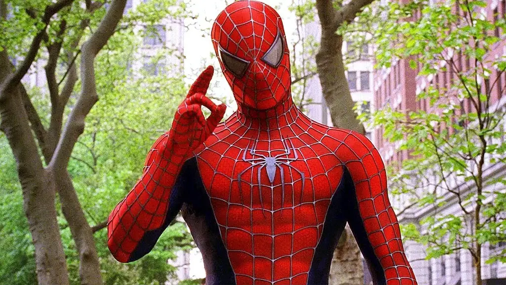 Menikmati film Spiderman di rumah Adegan seseorang menonton film Spiderman