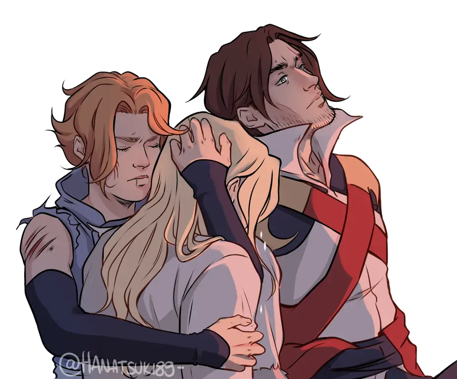 Gambar Trevor dan Sypha Ilustrasi Trevor Belmont dan Sypha Belnades dari Castlevania